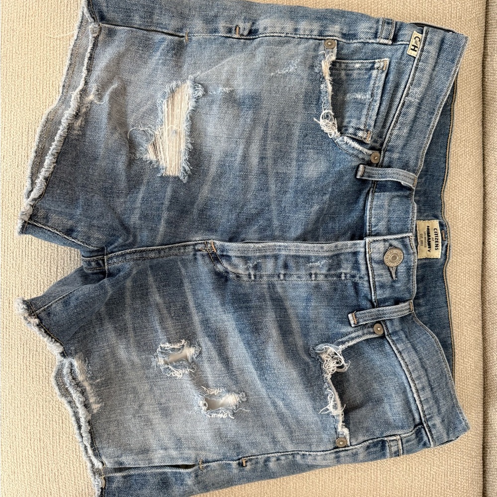 Citizens Of Humanity Blue Distressed Jean Shorts